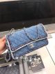CHANEL Denim Braid Flap Bag A57698 Blue Silver-Tone Metal