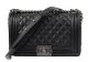 Boy Chanel Black Shoulder Bag with Original Cannage Pattern A67025 Silver