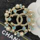 Chanel Signature CC Logo Brooch Gold Tone Classic Design
