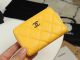 Chanel Classic Card Holder in Yellow Grained Calfskin with Silver-Tone Metal (A69271)