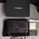 Best Chanel Black Camellia Leather WOC Mini Flap Bag A33814 Silver