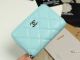 Chanel Classic Card Holder in Grained Calfskin and Silver-Tone Metal Sky Blue