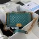 Chanel Boy Chanel Handbag Gold-Tone Metal A67086 Green Gold