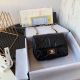 Chanel Small Flap Bag in Black Calfskin and Gold-Tone Metal AS2232