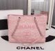 Chanel Canvas Shopping Bag in Pink with Calfskin and Silver-Tone Metal A23556
