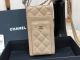 Chanel Calfskin Chain Card Holder Gold-Tone Metal AP0990 Beige