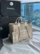 Chanel Light Gray Canvas Tote Shopping Bag B66941