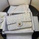 Chanel Tweed Calfskin White Gold Metal Bag 1112JK4451