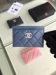 Chanel Classic Card Holder - Blue Grained Calfskin & Gold-Tone Metal