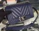 Boy Chanel Mini Flap Bag in Original Chevron Nubuck Leather A5707 Royal