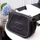Chanel Black Calfskin Shoulder Bag with Silver-Tone Metal - Style 94008