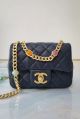 Chanel Dark Blue Lambskin Flap Bag with Resin & Gold-Tone Metal, AS2379