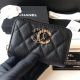 CHANEL 19 Grained Calfskin & Gold-Tone Metal Wallet AP1842 Black