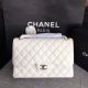 Best Chanel White Flap Shoulder Bag Original Calfskin Leather CF1113 Silver