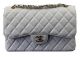 Chanel White Cannage Pattern Classic Flap Bag CF1113 Gold