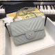 Replica Chanel Small Classic Handbag in Grained Calfskin and Silver-Tone Metal, Grey Color