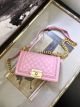 Imitation Boy Chanel Flap Shoulder Bag Pink Sheepskin Leather A67085E