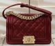 Chanel Boy Flap Shoulder Bag in Burgundy Sheepskin Leather A67085 Gold