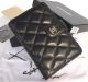Hot Chanel Matelasse Bi-Fold Wallet Black Sheepskin Leather A48667 Silver.