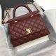 Chanel Classic Top Handle Bag with Wine Cannage Pattern and Gold Hardware