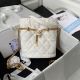 Chanel Drawstring Bag with Gold Metal Accent - AS3116 White