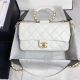 Chanel White Lambskin Flap Bag with Gold Metal Hardware AS1358
