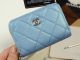 Luxury Chanel Classic Card Holder in Blue Grained Calfskin and Gold-Tone Metal A69271