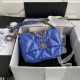 Chanel 19 Flap Bag Blue Leather with Original Beads AS1160