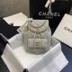 Chanel Grained Calfskin Gray Backpack with Gold-Tone Metal AS1371