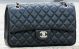 Chanel 2.55 Flap Bag in Black Sheepskin Leather, A1112 Silver