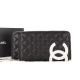 Chanel White CC Logo Zip Around Wallet A46647 Black