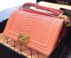 Chanel Boy Flap Shoulder Bag Pink Python Leather A66095 Gold