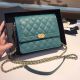 Chanel Boy Clutch with Chain A84433 - Black Green - JK4852