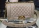 Chanel Grey Calfskin Leather Boy Flap Shoulder Bag A8708 Gold
