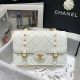 Chanel Aged Calfskin Flap Bag with Gold-Tone Details White Ash2696