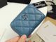 Chanel Card Holder in Grained Calfskin and Silver-Tone Metal - Blue