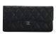 Knockoff Chanel Tri-Fold Wallet Cannage Pattern Black