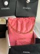 Chanel 22 Handbag in Shiny Calfskin and Gold-Tone Metal, Pink - AS3262