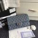 Chanel Classic Blue Tweed Embroidered Handbag with Silver-Tone Metal - A01112