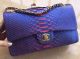 Chanel 2.55 Series Flap Bags Royal Blue Original Python Leather A1112SA Gold