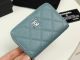 Chanel Classic Card Holder in Grained Calfskin and Silver-Tone Metal, Light Blue