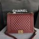 Boy Chanel Flap Shoulder Bag in Wine with Original Cannage Pattern Gold Hardware A67087 - Authentic