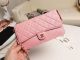 Imitation Chanel Classic Pouch with Handle Lambskin & Gold-Tone Metal AP0364 Pink