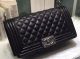 Boy Chanel Black Sheepskin Leather Flap Shoulder Bag A67086 Silver