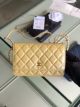 Chanel Classic Grained Calfskin Wallet on Chain in Pearlescent Apricot Color