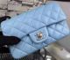 Chanel Classic Mini Flap Bag in Sky Blue Sheepskin Leather A67350 Silver