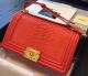 Chanel Red Python Leather Boy Flap Shoulder Bag A66095 Gold