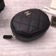 Chanel Coin Purse Metallic Grained Lambskin & Silver-Tone Metal A68995 Black