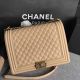 Chanel Boy Flap Shoulder Bag with Apricot Original Cannage Pattern A67087 Gold