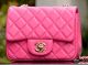 Chanel Classic Mini Flap Bag in Rose Sheepskin Gold A37585